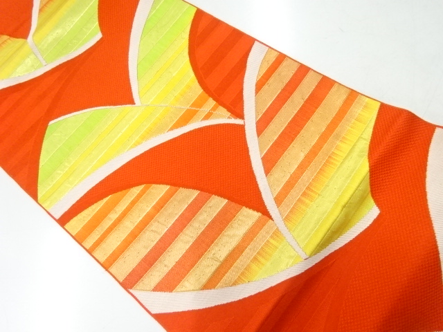 JAPANESE KIMONO / VINTAGE NAGOYA OBI / SILK / CHIKUZEN HAKATA / ABSTRACT PATTERN